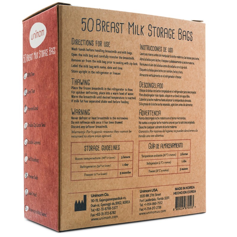 Unimom Premium 240ml Breast milk Storage Bags (Pack of 50)