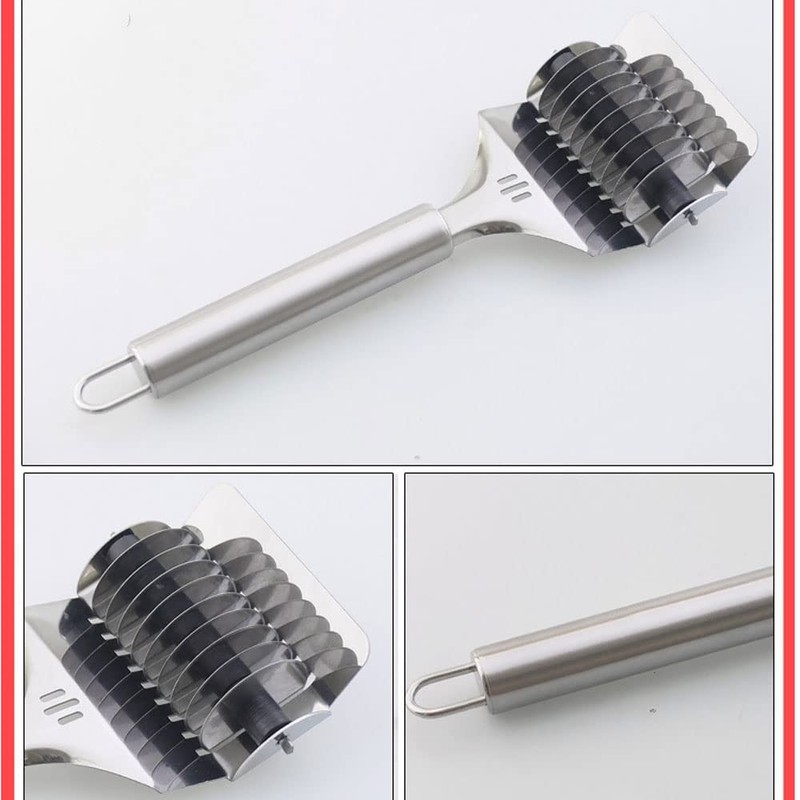 Stainless Steel Noodle Cutter and Lattice Roller - Pasta Spaghetti