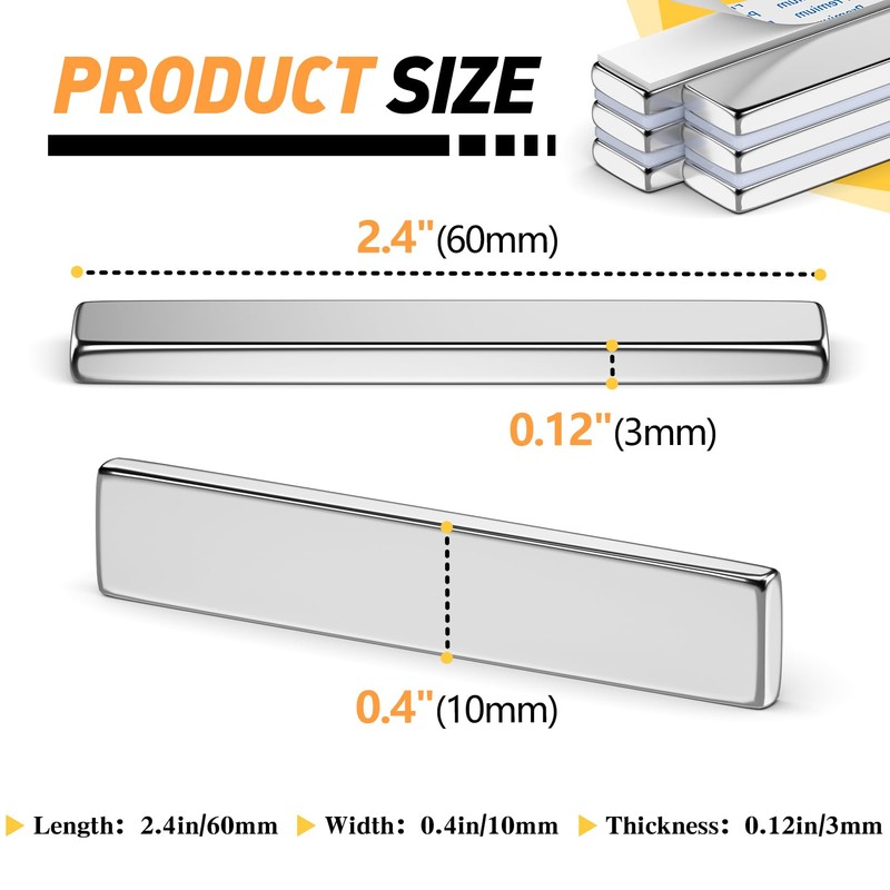 FINDMAG 4 Pack Magnets Bar, Rare Earth Magnet Heavy Duty,