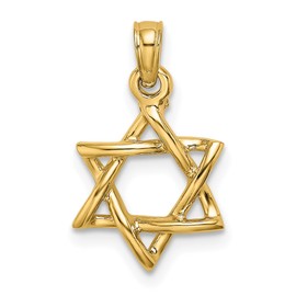 14K Solid Yellow Gold Star of David Jewish Magen Necklace Judaica Religious Chain Pendant Israel Charm 18.4mm Only