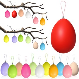 ZZOUFI Plastic Easter Eggs for Hanging Outdoors, 24 Pieces Colourful Easter Eggs Outdoor, Decorative Easter Eggs, Pastel, Easter Eggs Plastic for Hanging Outdoors, Large, Weatherproof