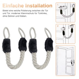 Door Stopper Jack, Pack of 2 Cotton Door Stopper Jack, Door Cord, Door Cord Clamp Protection, Door Cords Door Stopper, for Doors Pets and Children, Finger Protection (Black)