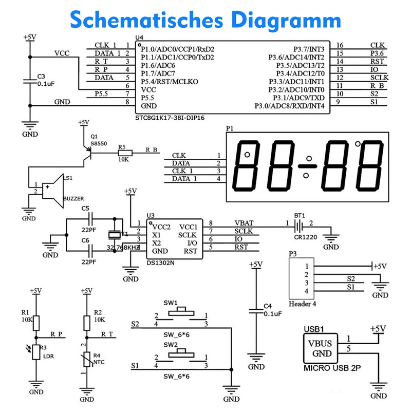 PEMENOL 4 Digit Digital DIY Clock Craft Set Soldering Practice
