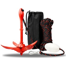 Young Marine Grapnel Anchor Kit for Small Boats, Kayaks, PWC, Jet Ski, Paddle Boards, etc. - 3.5 lbs (Painted-Red)