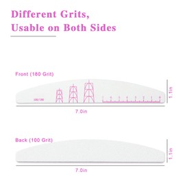 XEAOHESY 10 Pieces 100/180 Grit Nail Files Professional Double Sided Nail Files with Extension Nail Measurement Scales
