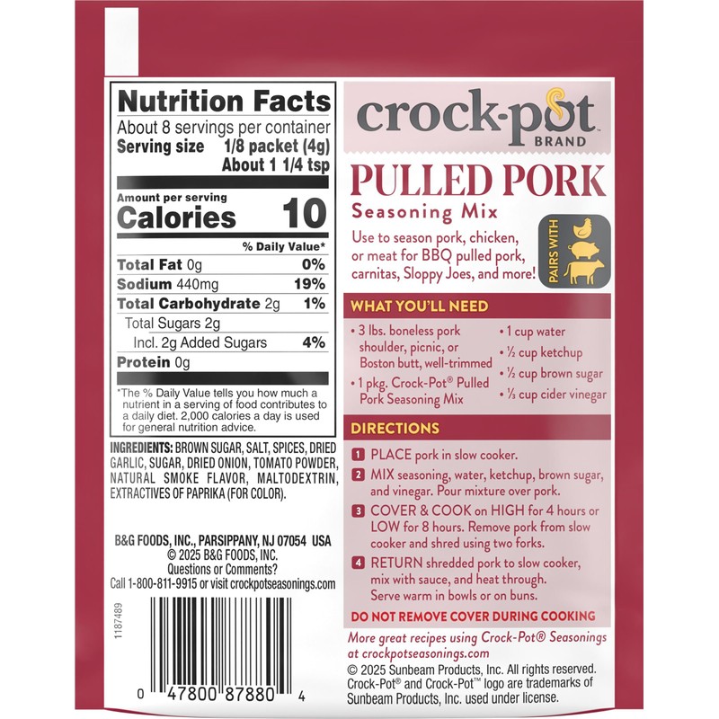 Crock-Pot Pulled Pork Seasoning Mix, 1.25 Ounce (Pack of 12)