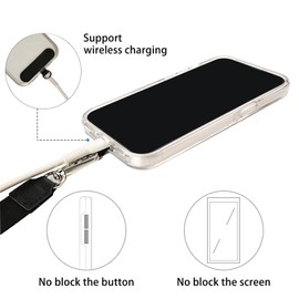 FOWEROTY 2 PCS Clip for cell phone lanyards and wrist straps, phone lanyard crossbody, Anti-Loss Hanging Metal Ring Replacement Patch Pad for Mobile Smartphone Safety Lanyard Wrist Strap (Nylon Black)