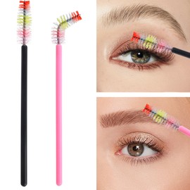300PCS Disposable Mascara Wands Spoolie Makeup Kits, Eyelash Spoolies Brushes for Eyelash Extensions and Eyebrows (Rainbow Pink/Black)