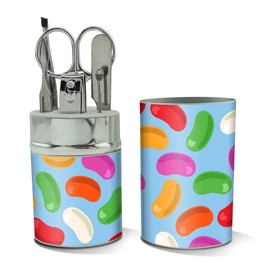 Jelly Bean Candy Pattern Stainless Steel Manicure Pedicure Grooming Beauty Care Travel Kit