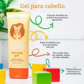 T is for Tame Gel para Cabello Bebé, Niños, Niñas y Familia Natural, Orgánico, Vegano, Sin sulfatos y Parabenos, Cruelty Free Para Cabello Rizado y todo Tipo Vitamina E y Antioxidantes 100ml
