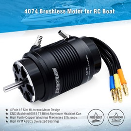 Surpass Hobby 4074 1550 KV Brushless Motor 4Pole Shaft 5mm RC Boat Motor with Water Cooling Jacket for RC Boat (1550kv)