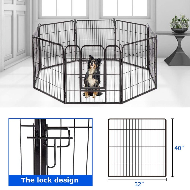 Pet Playpen 8 Panel 24”32”40” inch Indoor & Outdoor Folding