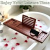 Bamboo Bathtub Tray, Expandable Foldable Bath Caddy, Walnut