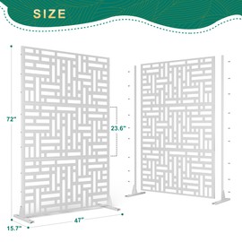 72" H×47" W Metal Privacy Screen Outdoor Privacy Screen Freestanding, Outdoor Privacy Screens and Panels for Patio Lawn Deck, Outdoor Privacy Panels Decorative Privacy Fence(Consists of 3 Panels)