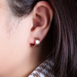 Limerencia Titanium Small Chunky Hoop Earrings, 10 mm Light Width, Nickel-Free G23 Titanium Huggie Earrings for Women, Titanium, Cubic Zirconia