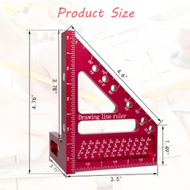 3D Multi-Angle Measuring Ruler,Premium Carpenter Square Hole Scribing Ruler Woodworking Square 22.5-90° Measuring Ruler with Angle Pin,Speed Squares Ruler for Woodworking, Construction and Engineers