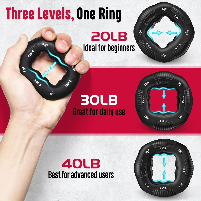 FitBeast Grip Strength Trainer, Hand Gripper Strengthener Kit - 6