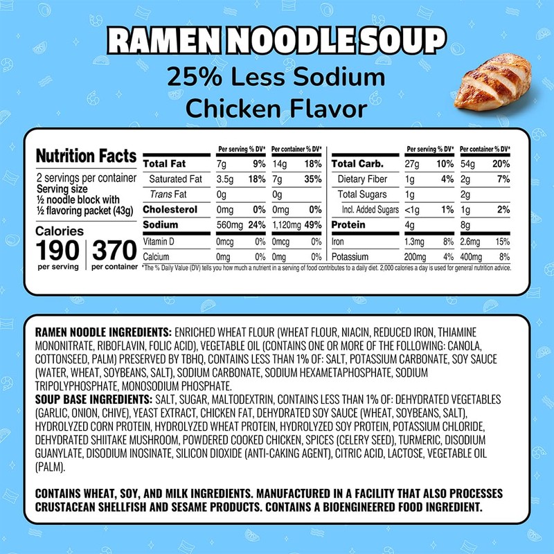 Maruchan Ramen Less Sodium Chicken, Instant Ramen Noodles, Ready to