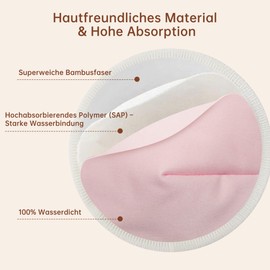 Stilleinlagen waschbar [7 Paar/14 Stück] – Nursing Pads wiederverwendbar mit Waschbeutel & Tragetasche – Hochsaugfähige Stilleinlagen für stillende Mütter – Ökologisch und hautfreundlich