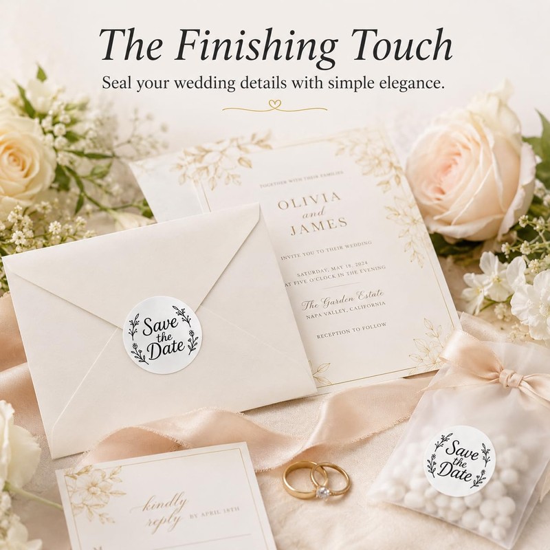 Save The Date Envelope Seal Stickers: 120 Wedding Labels