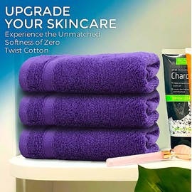 Towelogy® Luxury Flannel Face Cloth | Ultra Soft 100% Cotton Face Towels | 33x33cm (Natural, 2 Pack) (Purple)