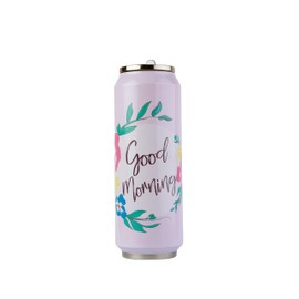 Termo de Acero Inoxidable | 700 ml | Diseño Good Morning| Vaso Térmico con Popote | Para Bebidas Calientes o Frías | Rosa | Running Decora