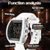 findtime Men's Digital Watch Tonneau Sports Wristwatch Waterproof Fashion Big