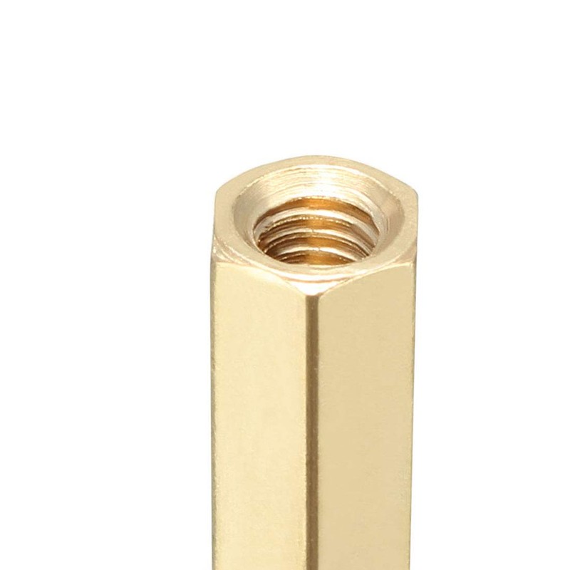 sourcing map 10pcs M3 20+6mm Female Male Thread Brass Hex