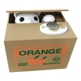 TOMMYFIELD My Bank, Cat 500 Yen Coin Piggy Bank, Cat Stealing Money, Unique Coin (White Cat)