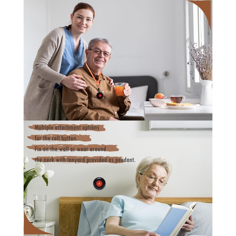 CallToU Caregiver Pager Wireless Smart Call Button 500+ ft Vibration