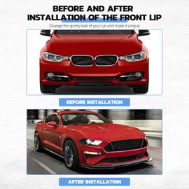 KEEPDGEN Front Bumper Lip Chin Splitter Spoiler Diffuser Protector Guard Wing Body Kit Air Dam 3pcs Matte Black Front Bumper Lip Compatible with 2018-2022 Ford Mustang Ecoboost GT V8