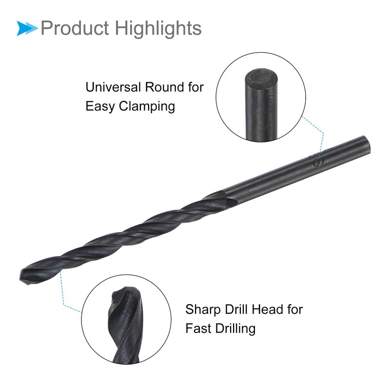 CoCud ツイス トドリルビット 4mm 切削直径 0.16" シャンク 高速度鋼黒オキサイドコーティングジョバービットセット 金属 木材