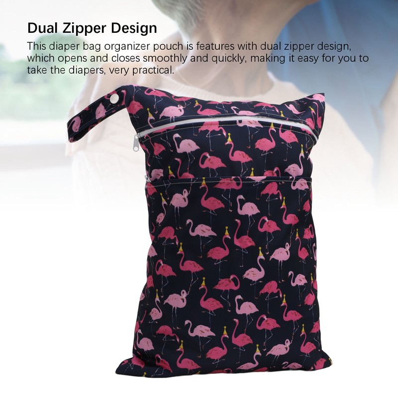 Diaper Bag Storage Pouch Waterproof Polyester Reusable Dual Zippers Diaper