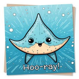 Cartoon Stingray Birthday or Celebration Card - Stingray Design - Made in UK