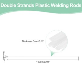 MECCANIXITY 5 Pcs White Plastic Welding Rods 5mm x 1000mm PE Double Strands Ribbon Welding Strip with Smoothing Tools for Repairing Water Tanks Forklift Pallets Trash Cans(0.2inch x 40inch)