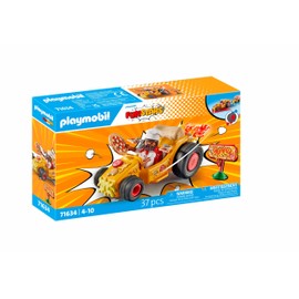 PLAYMOBIL Funstars 71634 Rasende Pizza, Kart with Pull Back Motor, Dynamic Play Set for Exciting Races, Creative Toy for Children from 4 Years
