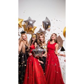 Honwor 24-Piece Golden Party Photo Booth Props - Perfect for Birthdays, Weddings, Graduation, Prom, and New Year Celebrations - Mix of Hats, Lipstick, Ties, and Crowns - Fun Party Supplies