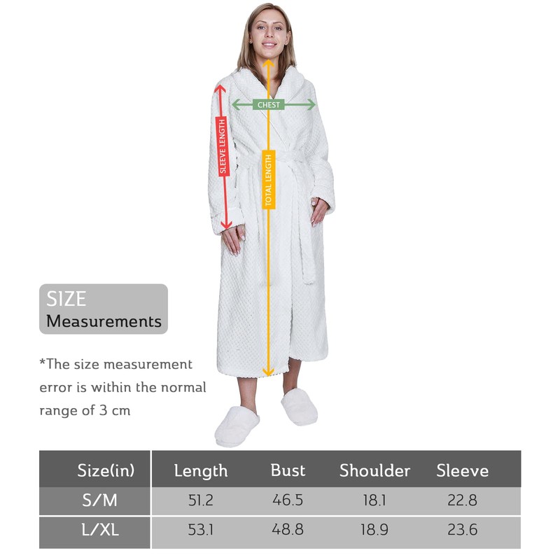 Hellomamma Womens Long Robe Soft Warm Fleece Plush Bathrobe Ladies