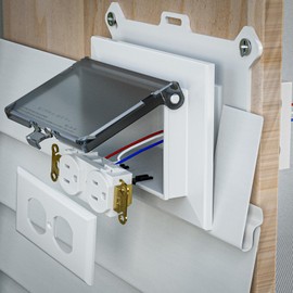 2 Pcs Recessed Outlet Box, DBHS1C-1 Low Profile Electrical Boxes, Wall Plate Kit for New Vinyl Siding, Duplex & Decorator Covers, 1-Gang, Horizontal, Clear