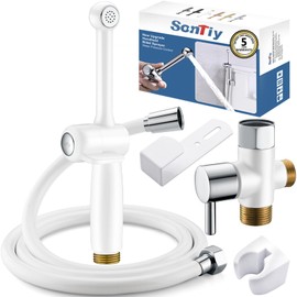 SonTiy Handheld Bidet Sprayer for Toilet, White Cloth Diaper Toilet Sprayer Attachment with Backflow Preventer, Adjustable Water Pressure Toilet Jet Spray for Feminine Wash