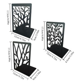 ZACHMEST Bookends, 3 Pair Book Ends for Shelves, Tree Book Holders for Shelf Decoration Metal Heavy Duty Bookend for Heavy Books, Book Divider Decorative Holder, Book Stopper for Home Office School