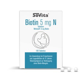 Biotin 5 mg N Tablets | For Skin, Hair and Nails - Vitamin Preparation to Prevent Biotin Deficiency | 150 Tablets