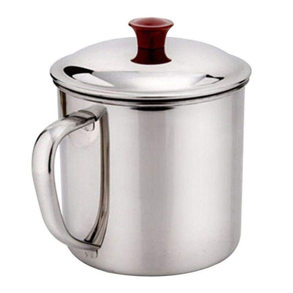 Dependable Camping Cup Mug - 1.3 Liter (42 oz) Stainless Steel Cookware Pot for Coffee Water and Hot or Cold Food with Lid- Size L Lightweight