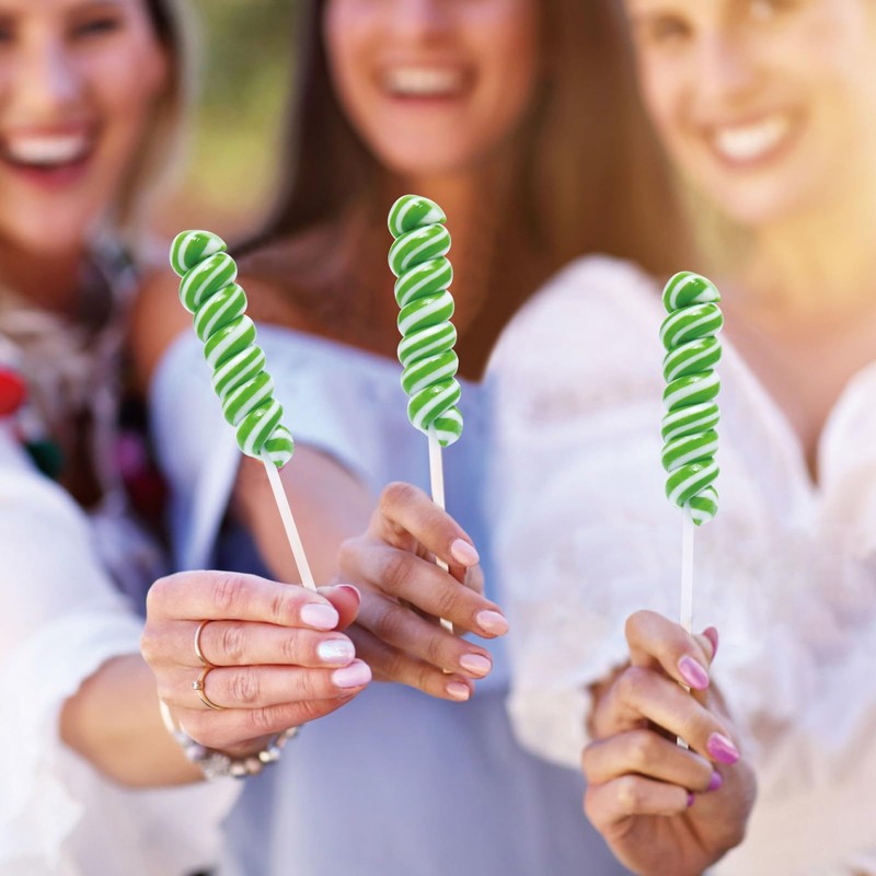 Green Twist Lollipops Individually Wrapped Bulk, St. Patrick's Twisty Lollipop,