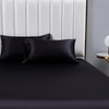 Boqingzhu Satin Fitted Sheet 180 x 200 cm Black Plain