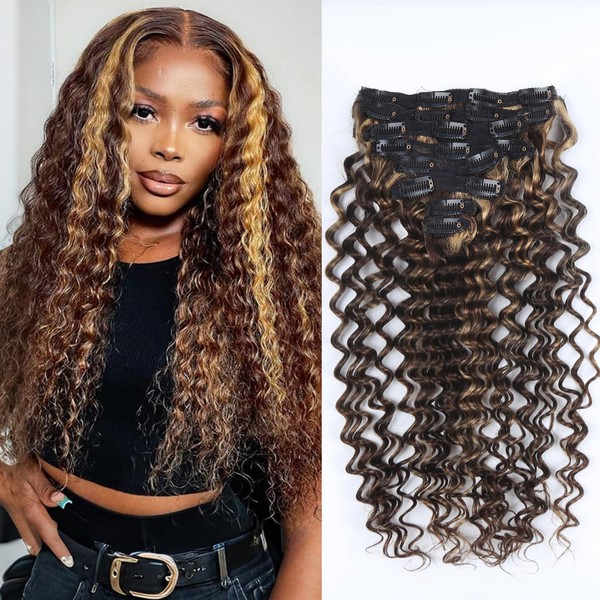 Curly Clip in Hair Extensions Real Human Hair 16inch 100g