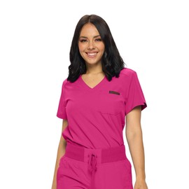 Monarch Uniforms Womens Scrub Top One Pocket Tuck in Scrub Top for Women, Hot Pink, Medium