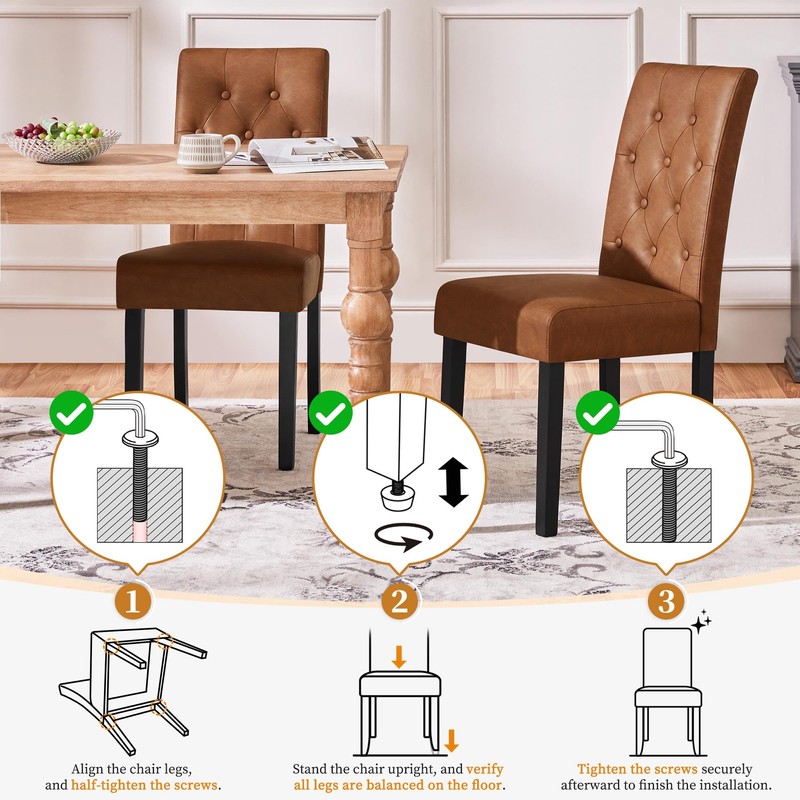 Yaheetech Upholstered Dining Chairs Set of 2 Modern Leather Parsons