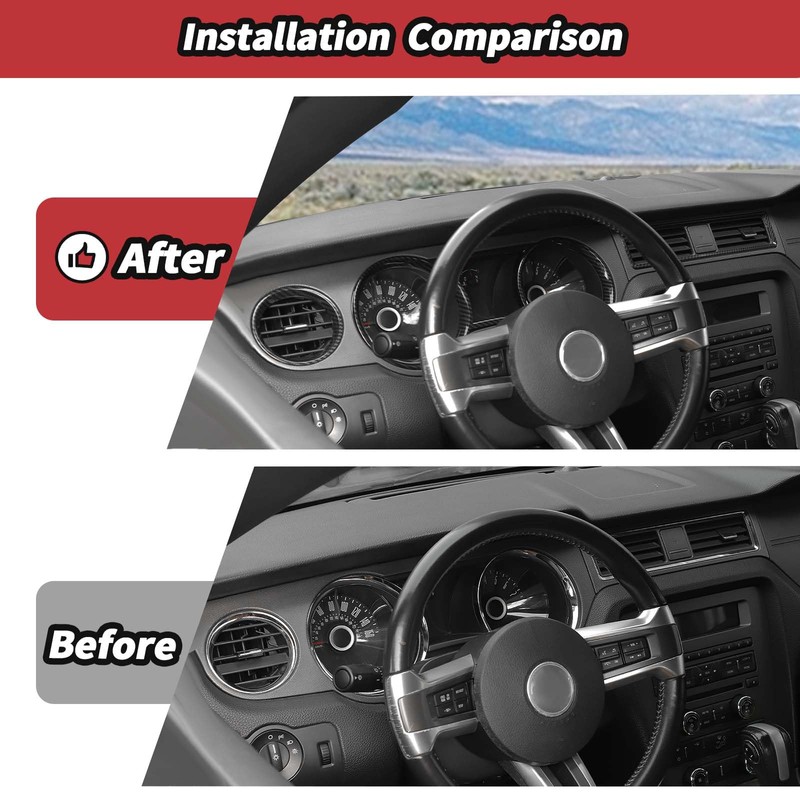 JeCar 4pcs for Mustang Carbon Fiber Interior Dash Vent Cover