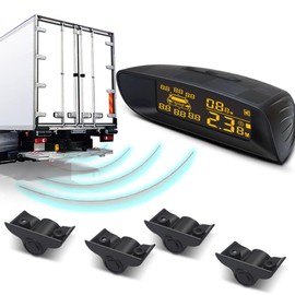 Parktronic 4 Parking Sensor Kit Backup Radar System 24V Distance Detection LCD Sound Warning for Truck Trailer Pickups RV Lorry Van